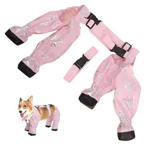 Wasserdichte Hundestiefel mit Hosenträgern, rutschfeste Pfotenschutz für kleine bis mittelgroße Hunde, atmungsaktive Leggings für Schnee, Schlamm und heißen Gehweg (L) von CHUANYGU