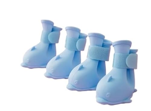 Wasserdichte Regenstiefel für Hunde, rutschfeste Silikon-Welpenschuhe, rutschfeste Haustierschuhe für kleine, mittelgroße und große Hunde, weiche Schutzstiefel (Blau, S) von CHUANYGU