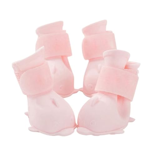 Wasserdichte Regenstiefel für Hunde, rutschfeste Silikon-Welpenschuhe, rutschfeste Haustierschuhe für kleine, mittelgroße und große Hunde, weiche Schutzstiefel (Rosa, M) von CHUANYGU