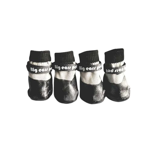 Wasserdichte rutschfeste Hundeschuhe, weiche, verschleißfeste Haustierschuhe mit verstellbaren Riemen für kleine Hunde, für den Innen- und Außenbereich (Schwarz, Größe M: 5 x 4 cm (L x B) von CHUANYGU