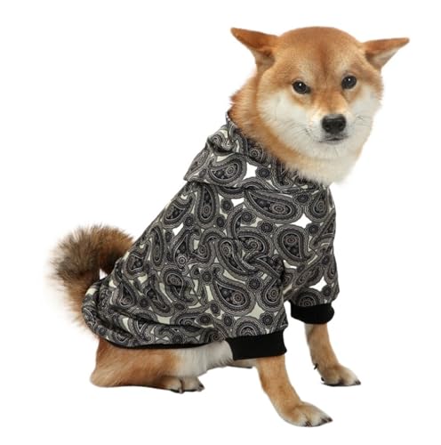 Weihnachtlicher Hunde-Kapuzenpullover, festlicher Haustierpullover mit Schneeflocken- und Baum-Design, warmer, gemütlicher Winter-Kapuzenpullover für kleine, mittelgroße und große Hunde (Schwarz von CHUANYGU