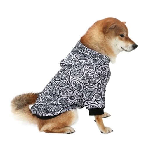 Weihnachtlicher Hunde-Kapuzenpullover, festlicher Haustierpullover mit Schneeflocken- und Baum-Design, warmer, gemütlicher Winter-Kapuzenpullover für kleine, mittelgroße und große Hunde (Weiß, M) von CHUANYGU