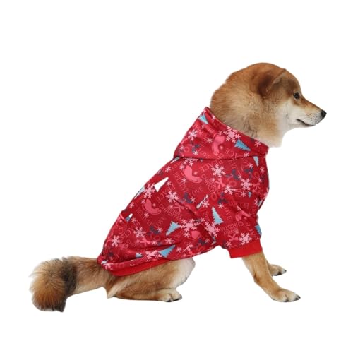 Weihnachtspullover für Hunde, festlicher Haustierpullover mit Schneeflocken- und Baum-Design, warm, gemütlich, Winter-Kapuzenpullover für kleine, mittelgroße und große Hunde (Weihnachtsserie, XL) von CHUANYGU