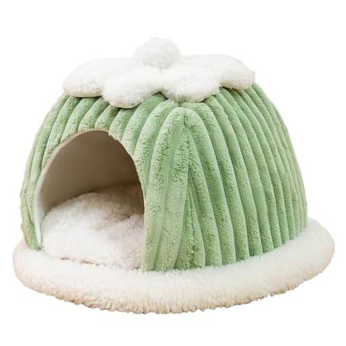 Winddichtes warmes Haustierbett, geschlossene Kürbisform, waschbar, weiches Plüsch-Zelt, Zwinger für Katzen, Hunde, kleine Haustiere, für drinnen und draußen (S) von CHUANYGU