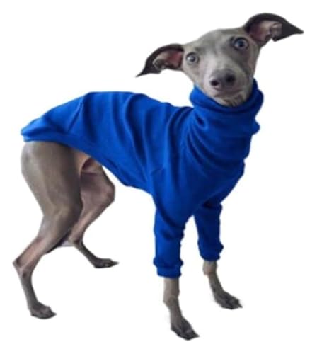 Windhund-Hundemantel, hoher Halsausschnitt, Stretch-Rollkragenjacke für Whippets und italienische Windhunde, warmer zweibeiniger Winterpyjama (Blau, Größe 3XL) von CHUANYGU