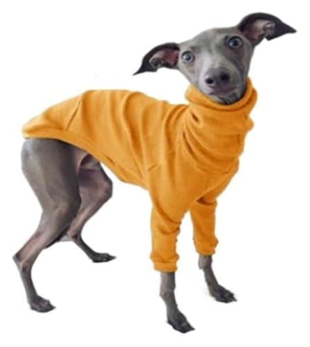 Windhund-Hundemantel, hoher Halsausschnitt, Stretch-Rollkragenjacke für Whippets und italienische Windhunde, warmer zweibeiniger Winterpyjama (Gelb, Größe 5XL) von CHUANYGU