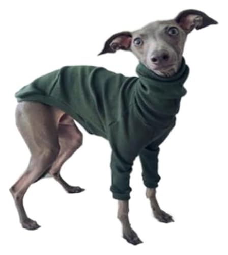 Windhund-Hundemantel, hoher Halsausschnitt, Stretch-Rollkragenjacke für Whippets und italienische Windhunde, warmer zweibeiniger Winterpyjama (Grün, Größe 5XL) von CHUANYGU