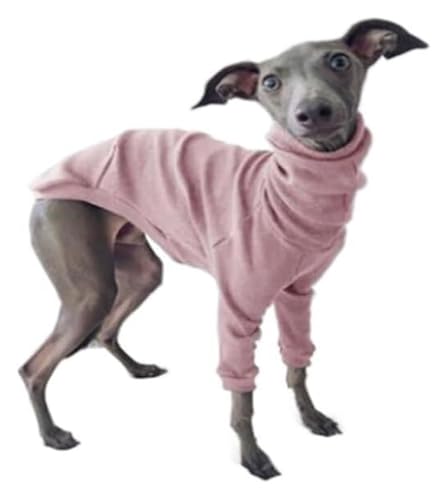 Windhund-Hundemantel, hoher Halsausschnitt, Stretch-Rollkragenjacke für Whippets und italienische Windhunde, warmer zweibeiniger Winterpyjama (Rosa, Größe 3XL) von CHUANYGU