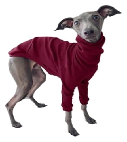 Windhund-Hundemantel, hoher Halsausschnitt, Stretch-Rollkragenjacke für Whippets und italienische Windhunde, warmer zweibeiniger Winterpyjama (Rot, Größe 5XL) von CHUANYGU
