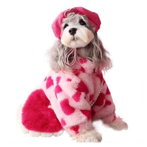 Winter-Hundemantel für kleine Hunde, warme Fleecejacke mit Reißverschluss und Tragetasche, niedliche Haustierbekleidung für Weihnachten, Urlaub (roter Mantel und Tasche, Größe S) von CHUANYGU