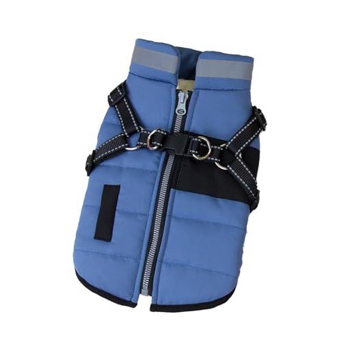 Winter-Hundemantel für kleine Rassen, gepolsterte, warme Jacke mit reflektierenden Streifen für kaltes Wetter, gemütliches 2-Bein-Design für Outdoor-Aktivitäten (Blau, Größe XXXL) von CHUANYGU