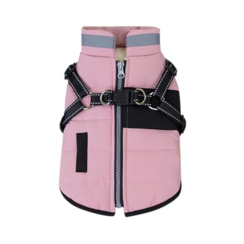 Winter-Hundemantel für kleine Rassen, gepolsterte, warme Jacke mit reflektierenden Streifen für kaltes Wetter, gemütliches 2-Bein-Design für Outdoor-Aktivitäten (Rosa, XXL) von CHUANYGU
