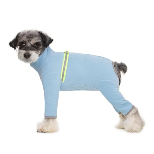 Wintermantel für kleine Hunde, Fleece, hoher Kragen, warme Welpenkleidung mit Reißverschluss, reflektierende Streifen für kaltes Wetter (Himmelblau, Größe XL) von CHUANYGU