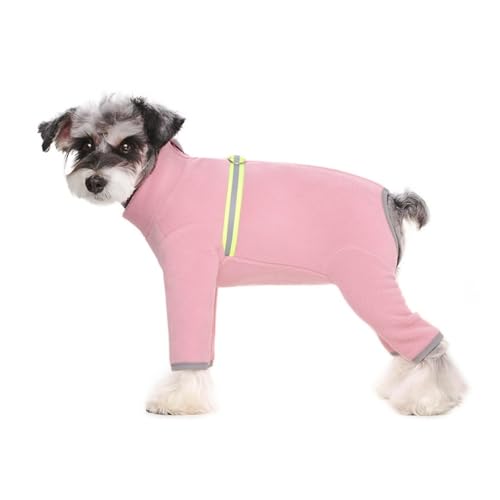 Wintermantel für kleine Hunde, Fleece, hoher Kragen, warme Welpenkleidung mit Reißverschluss, reflektierende Streifen für kaltes Wetter (Rosa, M) von CHUANYGU