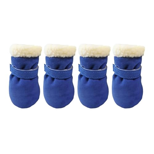 Winterstiefel für kleine Hunde, dicke warme Schneestiefel mit rutschfesten Sohlen, wasserdichte Welpenschuhe für kaltes Wetter, Blau, Größe M, 4 Stück Winterstiefel für kleine Hunde, dicke warme Schneestiefel mit rutschfesten Sohlen, wasserdichte Welpenschuhe für kaltes Wetter, Blau, Größe M, 4 Stück von CHUANYGU