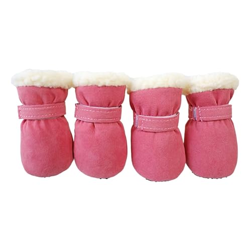 Winterstiefel für kleine Hunde, dicke warme Schneestiefel mit rutschfesten Sohlen, wasserdichte Welpenschuhe für kaltes Wetter, Rosa, Größe M, 4 Stück Winterstiefel für kleine Hunde, dicke warme Schneestiefel mit rutschfesten Sohlen, wasserdichte Welpenschuhe für kaltes Wetter, Rosa, Größe M, 4 Stück von CHUANYGU