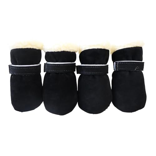 Winterstiefel für kleine Hunde, dicke warme Schneestiefel mit rutschfesten Sohlen, wasserdichte Welpenschuhe für kaltes Wetter, Schwarz, Größe M, 4 Stück Winterstiefel für kleine Hunde, dicke warme Schneestiefel mit rutschfesten Sohlen, wasserdichte Welpenschuhe für kaltes Wetter, Schwarz, Größe M, 4 Stück von CHUANYGU