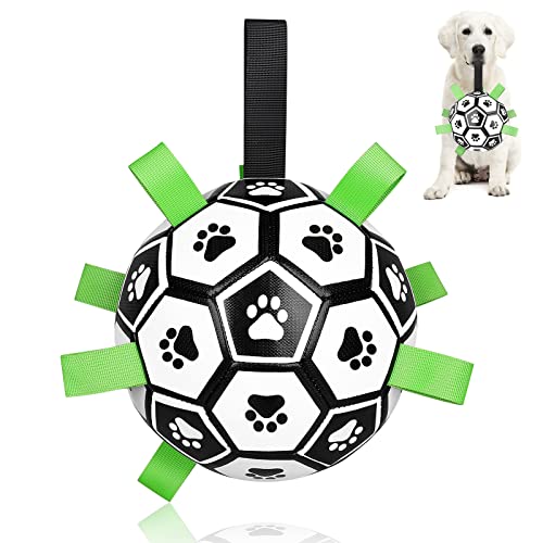 CHUKCHI Hundespielzeug, Fußball mit Riemen, interaktives Hundespielzeug für Tauziehen, Welpen-Geburtstagsgeschenke, Hundespielzeug, Hundespielzeug, langlebige Hundebälle für kleine von CHUKCHI