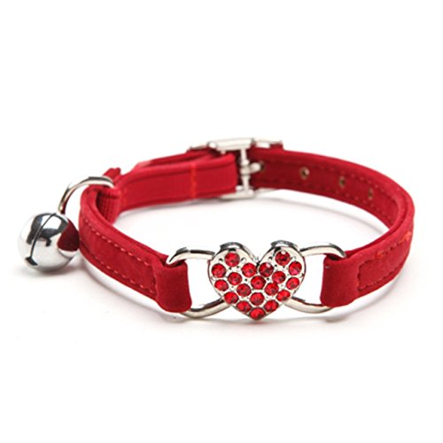 CHUKCHI verstellbares Katzen-Halsband mit Glocke und Herzanhänger mit Kristallsteinen, weicher Samtstoff, sicheres Halsband, 20,3-28 cm CHUKCHI verstellbares Katzen-Halsband mit Glocke und Herzanhänger mit Kristallsteinen, weicher Samtstoff, sicheres Halsband, 20,3-28 cm von CHUKCHI