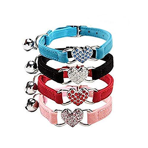 CHUKCHI verstellbares Katzen-Halsband mit Glocke und Herzanhänger mit Kristallsteinen, weicher Samtstoff, sicheres Halsband, 20,3-28 cm CHUKCHI verstellbares Katzen-Halsband mit Glocke und Herzanhänger mit Kristallsteinen, weicher Samtstoff, sicheres Halsband, 20,3-28 cm von CHUKCHI