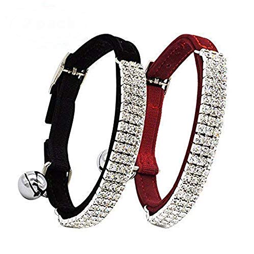 CHUKCHI Halsband für Katzen, Weiches Samt, verstellbar, mit Glöckchen, 27,9 cm, für Kleine Hunde und Katzen … von CHUKCHI