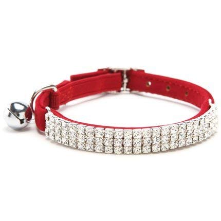 CHUKCHI Hukchi weiches verstellbares Samt-Halsband mit Strasssteinchen und Glocken, 27,9 cm, für kleine Hunde und Katzen … von CHUKCHI