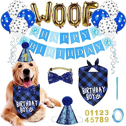 Hunde-Geburtstagsparty-Zubehör, Hunde-Geburtstag, Bandana-Hut, Banner-Set, WOOF Luftballons Happy Birthday Banner, Welpen, Katzen, Geburtstagsparty-Dekorationen Hunde-Geburtstagsparty-Zubehör, Hunde-Geburtstag, Bandana-Hut, Banner-Set, WOOF Luftballons Happy Birthday Banner, Welpen, Katzen, Geburtstagsparty-Dekorationen von CHUKCHI