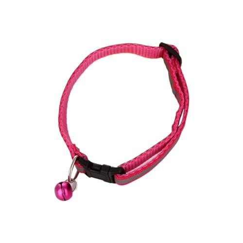 Nylon gestreiftes leuchtendes Halsband for Hunde, Haustierzubehör, Nachtsicherheit, reflektierendes Hundehalsband, Fluoreszierende Halskette for kleine und mittelgroße Hunde (Color : Rose Red, Size von CHUNING