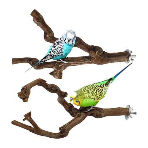 2 Stück Sitzstangen für Vögel CHUNLINLAODA-Natur Sitzstangen für Vögel Natürlicher Traubenstab Sitzstangen für Vogelkäfige Zweig Zubehör für Sittiche Nymphensittiche Conures Aras Finken von CHUNLINLAODA