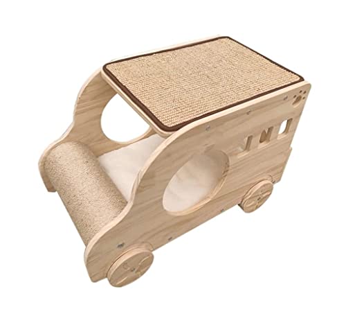CHUNXVLI Kratzpappe Für Katzen Katzenbett Auto Holz Katzenhaus Katzenkratzbrett Natürliches Sisal Katzenkratzpads Katzenkratzer Für Innenkatzen Kratzbretter Katze(Sisal Mat+Cushion) von CHUNXVLI