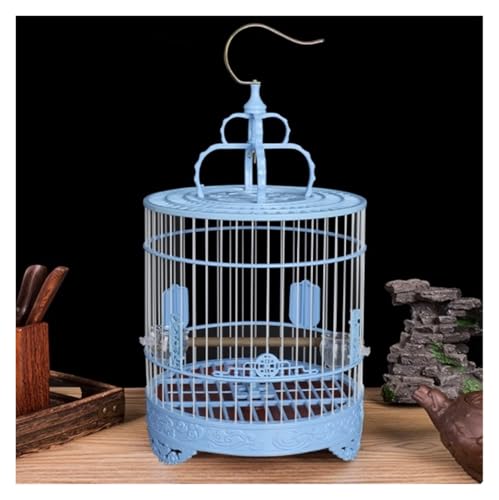 Hängender Vogelkäfig, Rund, Kunststoff, Mit Sicherheitstür, for Drinnen Und Draußen(Blue) von CHUNXVLI