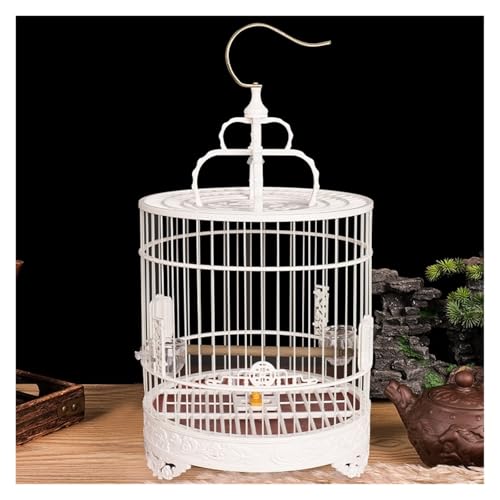 Hängender Vogelkäfig, Rund, Kunststoff, Mit Sicherheitstür, for Drinnen Und Draußen(White) von CHUNXVLI