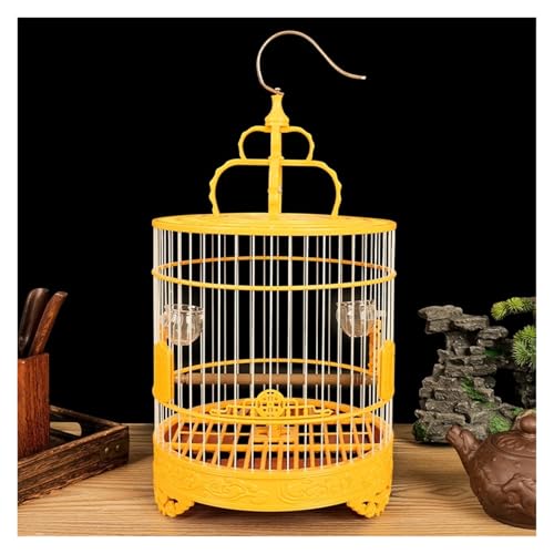Hängender Vogelkäfig, Rund, Kunststoff, Mit Sicherheitstür, for Drinnen Und Draußen(Yellow) von CHUNXVLI