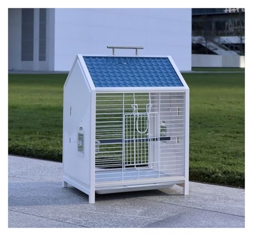 Hausförmiger Vogelkäfig Mit Griffschale, Erweiterbaren Anschlüssen, Dekorativer Heimflugkäfig(Blue) von CHUNXVLI