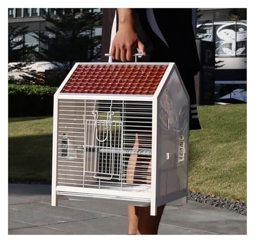 Hausförmiger Vogelkäfig Mit Griffschale, Erweiterbaren Anschlüssen, Dekorativer Heimflugkäfig(Rood) von CHUNXVLI