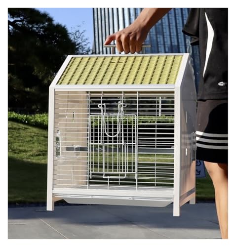 Hausförmiger Vogelkäfig Mit Griffschale, Erweiterbaren Anschlüssen, Dekorativer Heimflugkäfig(Yellow) von CHUNXVLI