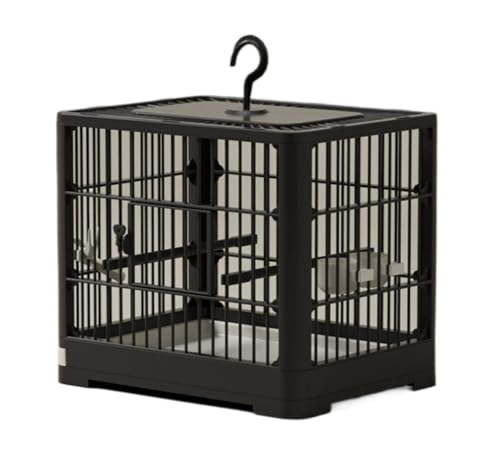 Vogel Träger Käfig Reise Abnehmbare Tablett Haken Griff Transport Vogel Haus for Outdoor(Black) von CHUNXVLI