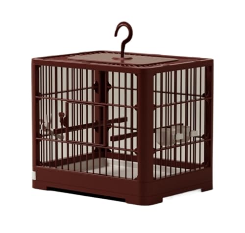 Vogel Träger Käfig Reise Abnehmbare Tablett Haken Griff Transport Vogel Haus for Outdoor(Brown) von CHUNXVLI