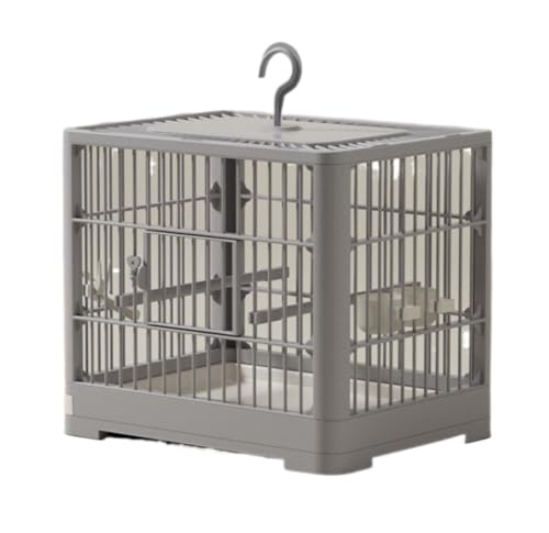 Vogel Träger Käfig Reise Abnehmbare Tablett Haken Griff Transport Vogel Haus for Outdoor(Grey) von CHUNXVLI