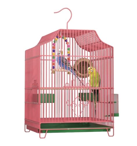 Vogelkäfig Papagei Käfig Metall for Kleine Größe Vögel Flug Nymphensittich Lovebird Finken(Pink) von CHUNXVLI