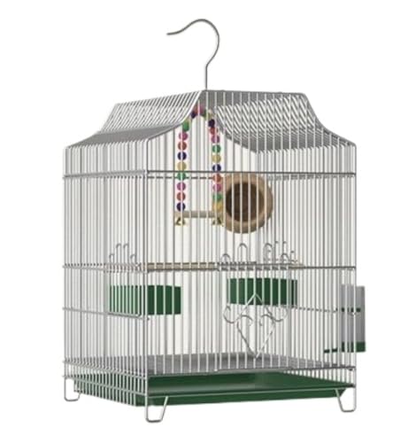 Vogelkäfig Papagei Käfig Metall for Kleine Größe Vögel Flug Nymphensittich Lovebird Finken(Silver) von CHUNXVLI