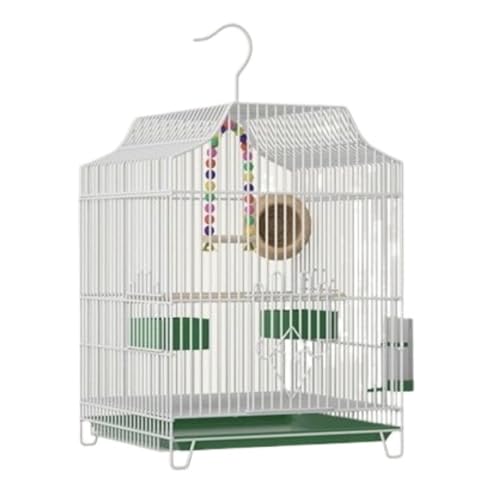 Vogelkäfig Papagei Käfig Metall for Kleine Größe Vögel Flug Nymphensittich Lovebird Finken(White) von CHUNXVLI