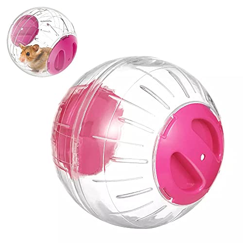 Hamster-Gymnastikball, leises Hamsterrad, kleine Tiere, transparenter Ball für Dwar Ratten, lindert Langeweile und erhöht die Aktivität (12,2 cm, Rosa) von CHUQIANTONG