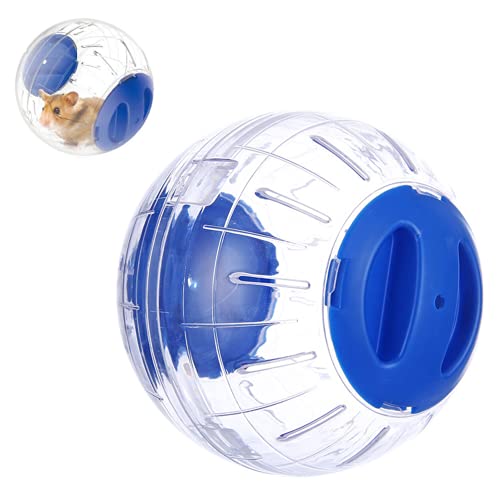 Hamster-Gymnastikball, leises Hamsterrad, kleine Tiere, transparenter Ball für Dwar Ratten, lindert Langeweile und erhöht die Aktivität (12,2 cm, blau) von CHUQIANTONG