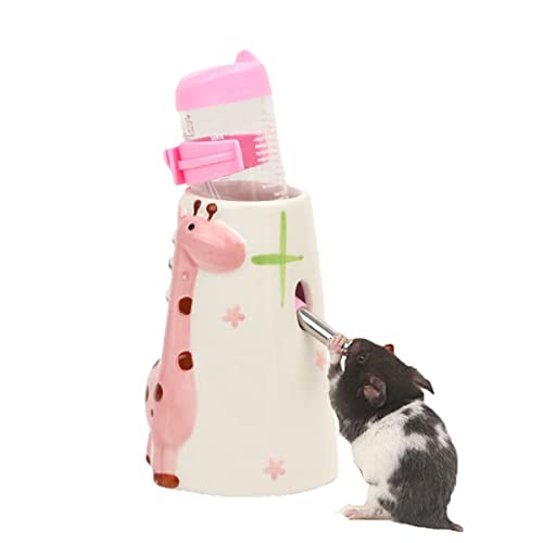 Hamster-Wasserflasche für kleine Tiere, stehender Wasserspender, Keramikboden, Käfig, zum Aufhängen, Wasserfütterungsflaschen, automatischer Spender für Hamster, Meerschweinchen, Eichhörnchen, Kaninchen, Igel (Rosa) von CHUQIANTONG