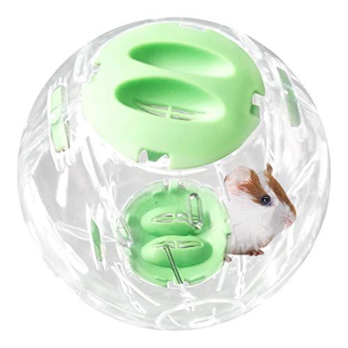 Hamsterball, transparenter Kunststoff, Sportball für Hamster, Laufball, Gymnastikball mit Ständer, kleines Haustier, Nagetiere, Meerschweinchen, Mäuse, Rennmäuse, Joggenball, Spielzeug (16 cm, grün) von CHUQIANTONG