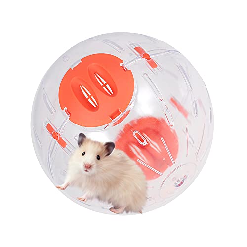 Hamsterball, transparenter Kunststoff-Sportball für Hamster, Laufen, Gymnastikball mit Ständer, für kleine Haustiere, Nagetiere, Meerschweinchen, Mäuse, Rennmäuse, Spielzeug (12 cm, orange) von CHUQIANTONG