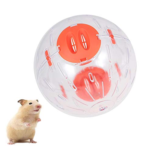 Hamsterball, transparenter Kunststoff-Sportball für Hamster, Laufen, Gymnastikball mit Ständer, für kleine Haustiere, Nagetiere, Meerschweinchen, Mäuse, Rennmäuse, Spielzeug (14 cm, orange) von CHUQIANTONG