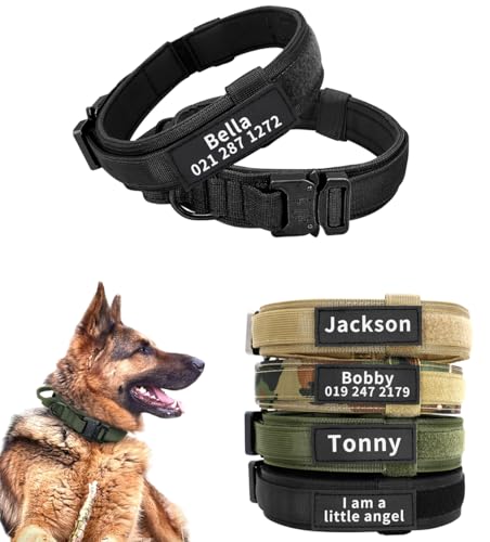 Personalisiertes Taktisches Halsband für mittelgroße und große Hunde, personalisiertes Militärhalsband mit Namen und Telefonnummer (Stil A) von CHUTRU