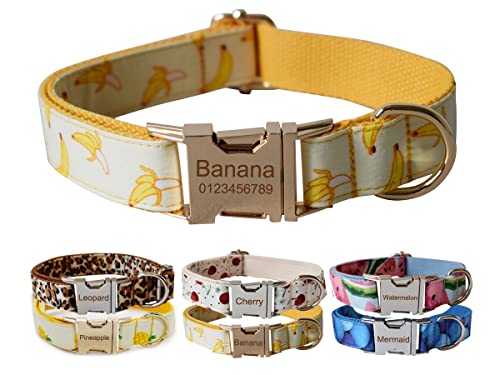 Personalisiertes Hundehalsband mit Metallschnalle, individuelle Haustiermarken mit Namen, Telefonnummer, Adresse, graviert, Obstdruck Personalisiertes Hundehalsband mit Metallschnalle, individuelle Haustiermarken mit Namen, Telefonnummer, Adresse, graviert, Obstdruck von CHUTRU
